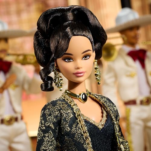 Barbie Doll in Black and Gold Suit with Cropped Jacket and Golden Accessories X2234