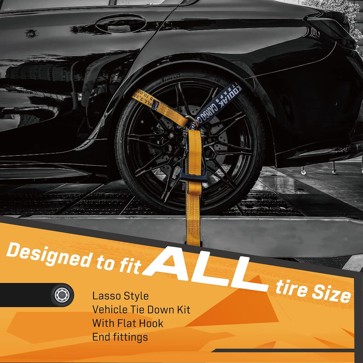 4 Pack Ratchet Car Tie Down Strap with Flat Hooks 2" x 144'' Heavy Duty 10,000lbs Min Break Strength Tire Straps J6746