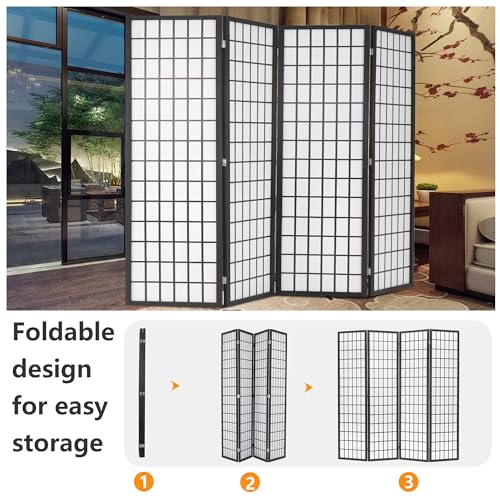 6Ft Folding 4 Panels Freestanding Wood Partition Screen Y495662