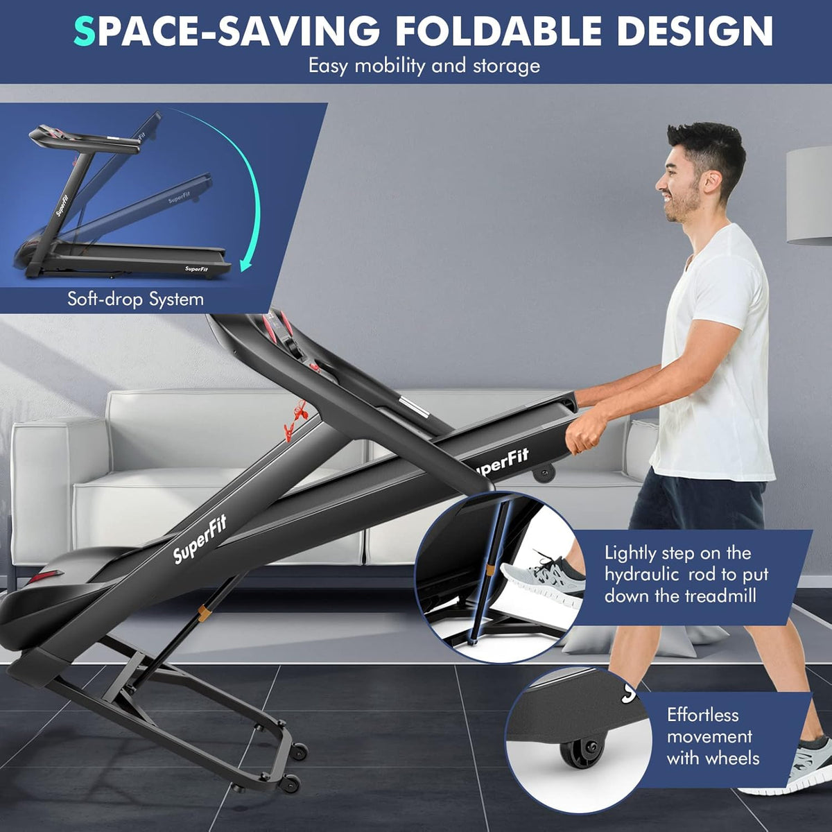 4.75HP Folding Treadmill with 15% Auto Incline D348080