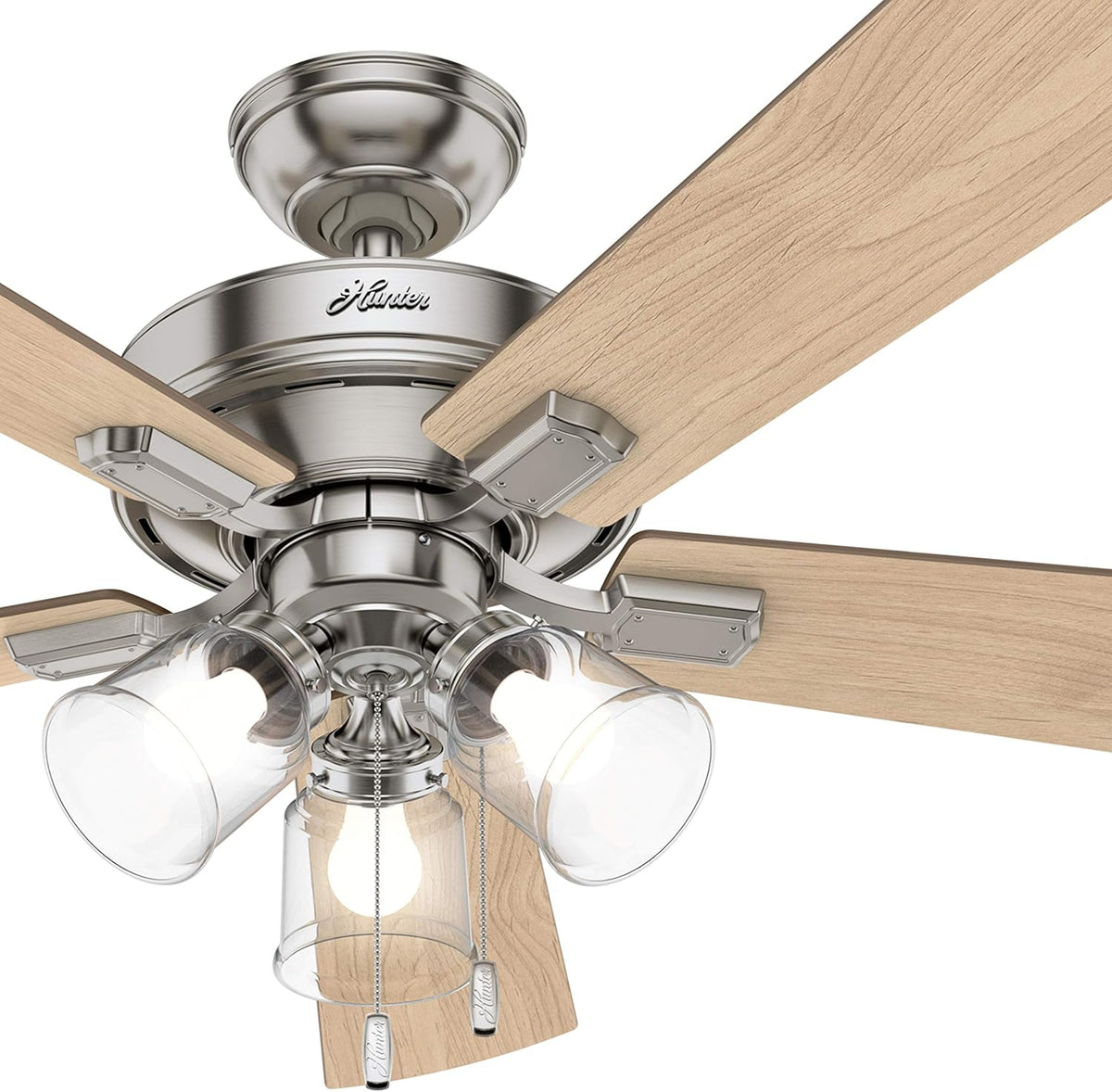 52 inch Brushed Nickel Indoor Ceiling Fan with LED Lights T6307
