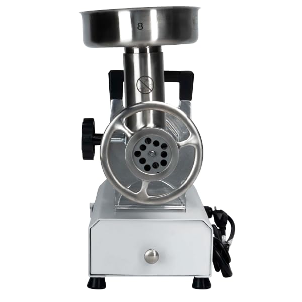 1 HP Dual Meat Grinder with 3 Stuffing Tubes, 2 Stainless Steel Grinding Plates, and a Stainless Steel Stuffing Plate R2018