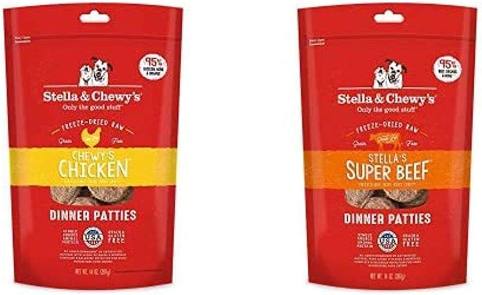 Freeze-Dried Raw Dinner Patties Dog Food, Bundle of 2, 14 oz. Bags, Chicken & Beef Y67362
