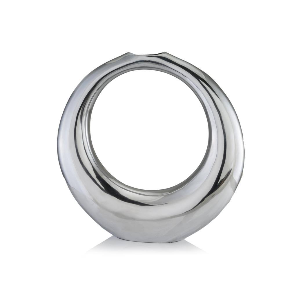 Silver Aluminum Ring Small Hoop Vase Y847