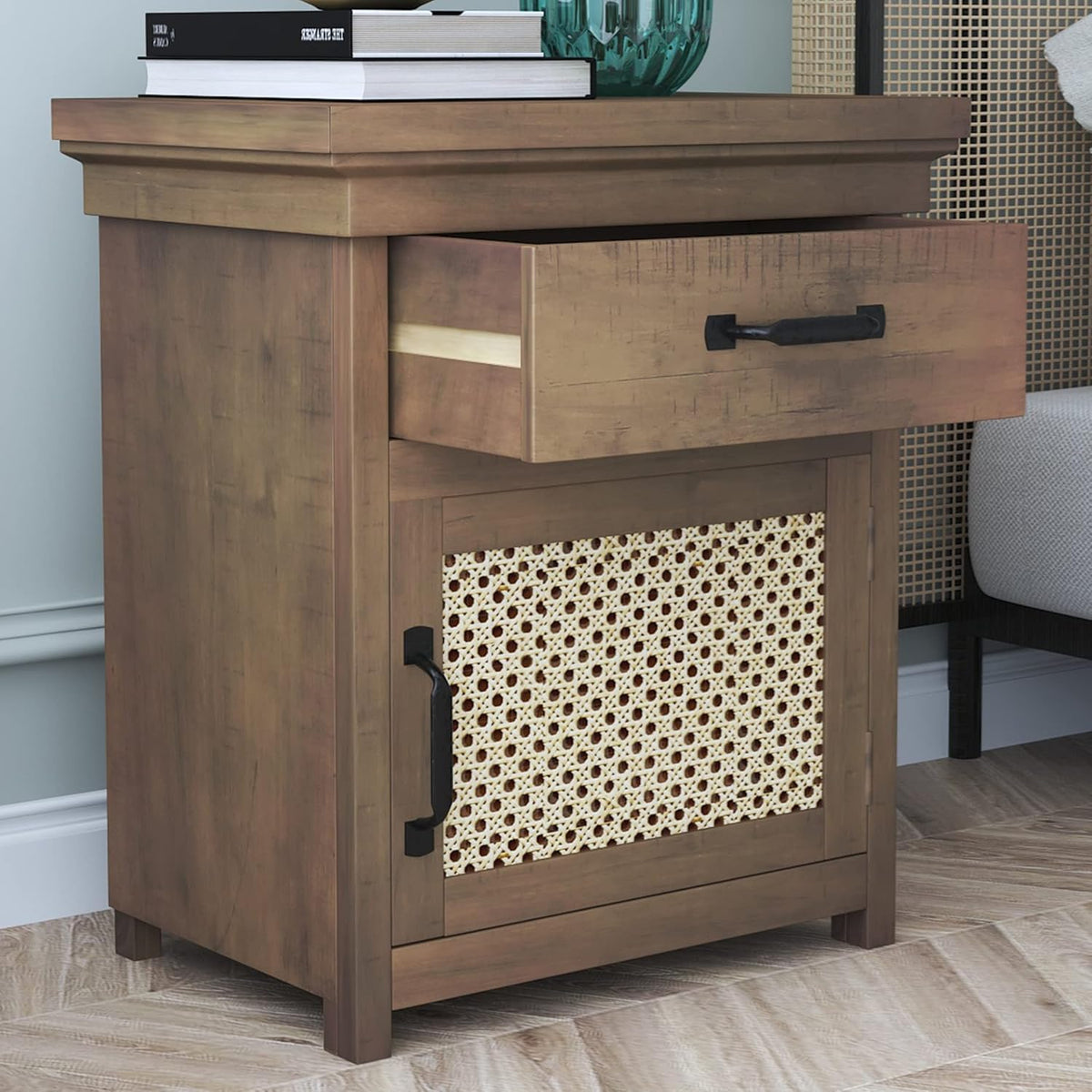 White 1 Drawer Wood Nightstand Z8685