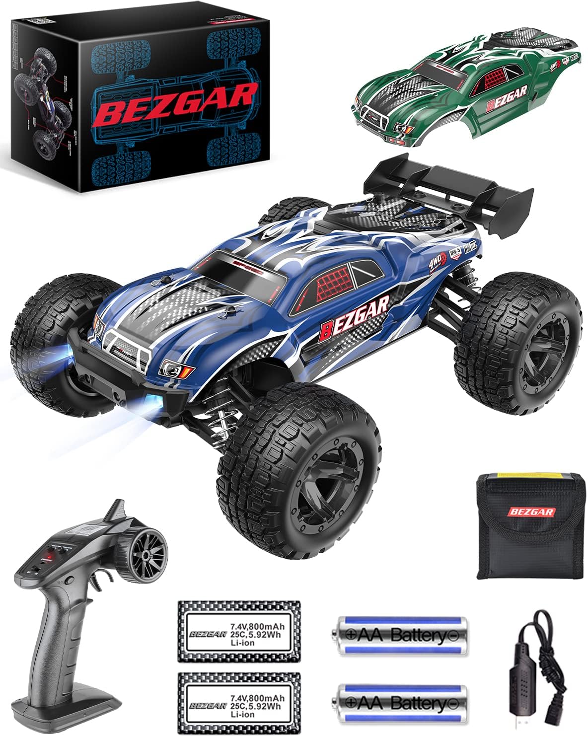 1:16 Scale 4WD Remote Control Monster Truck with 2 Rechargeable Batteries M74783