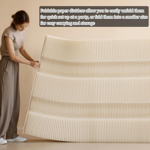 Beige Folding Room Divider Panel Screen Wall C753