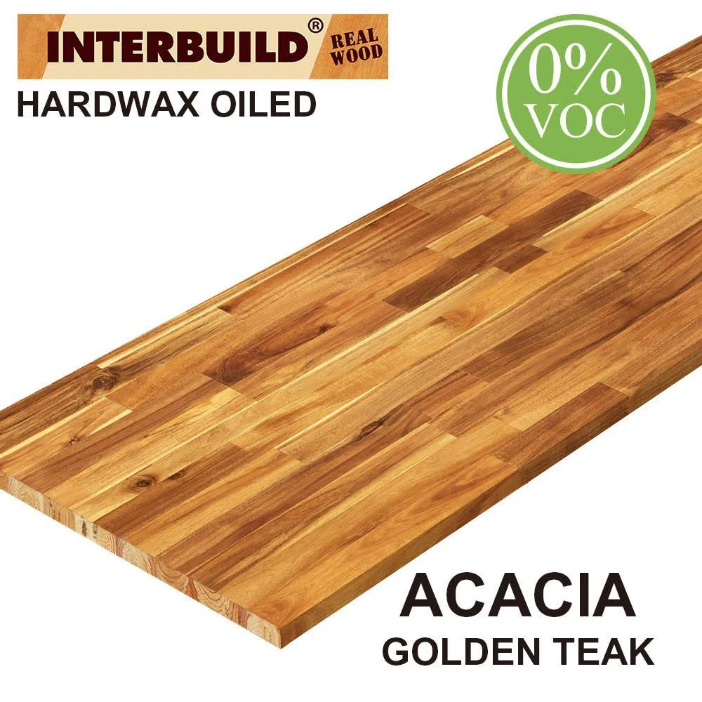 Acacia 6 ft. L x 25 in. D x 1.5 in. T Butcher Block Countertop in Golden Teak Stain A327