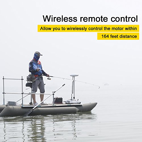 White 12V 55LBS 48inch Bow Mount Trolling Motor with Remote Control H379274