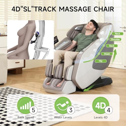 4D Massage Chair Full Body Zero Gravity Recliner with Negative Ion Purification, Aromatherapy, 20 Auto Modes, Yoga Stretching, Touch Screen, Foot Rollers, Wireless Charger E8953