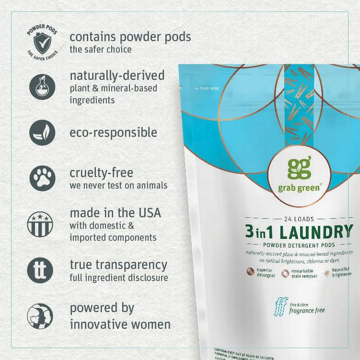 60 Count Fragrance Free Laundry Detergent Pods F76709