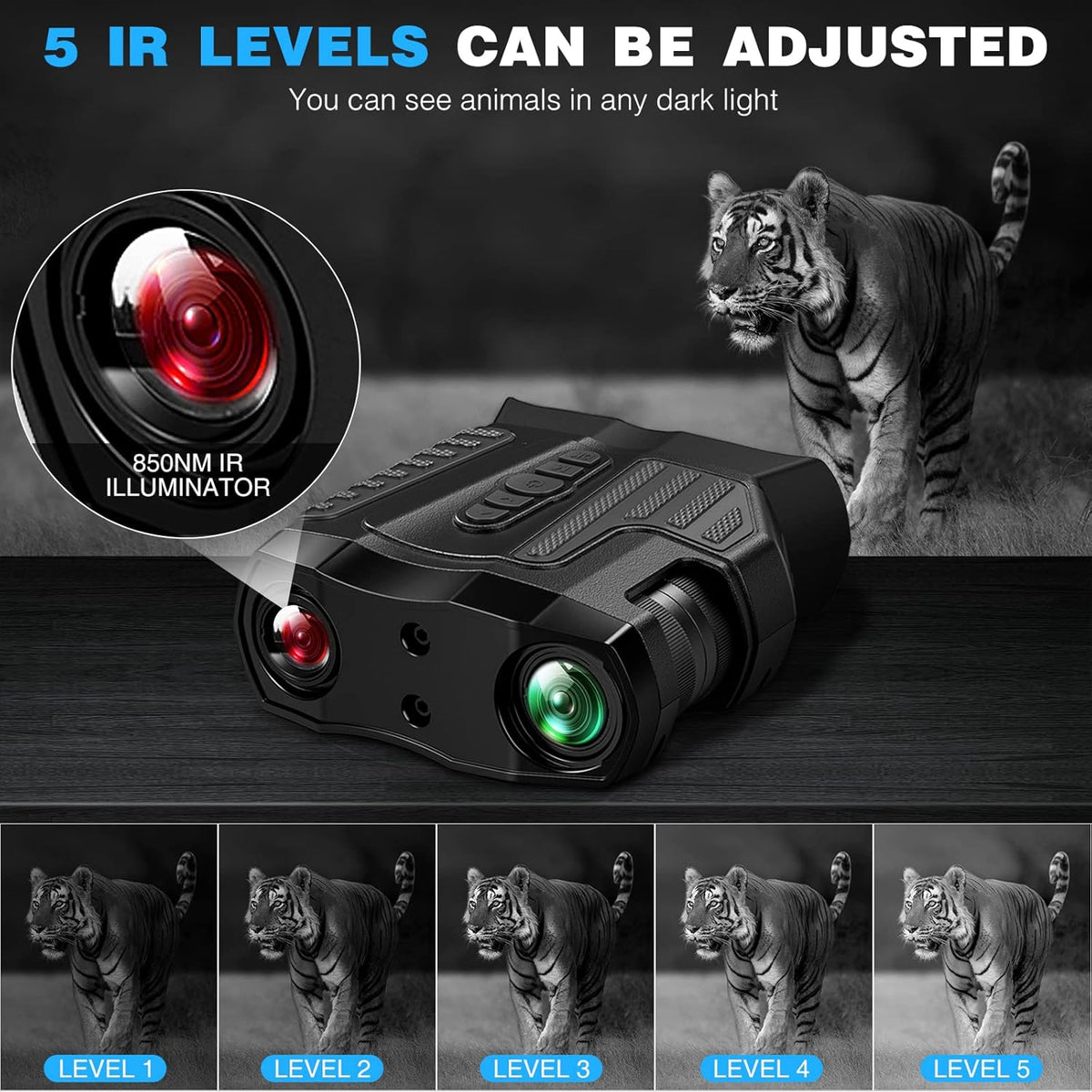 Night Vision Goggles Infrared Digital Binoculars 10x Optical Zoom 3.2” Widescreen W30761