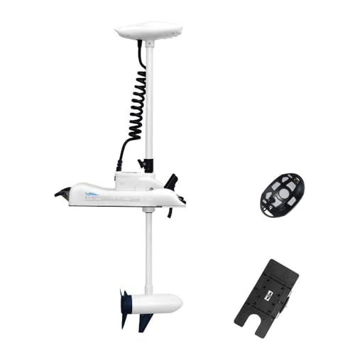 White 12V 55LBS 48inch Bow Mount Trolling Motor with Remote Control H379274