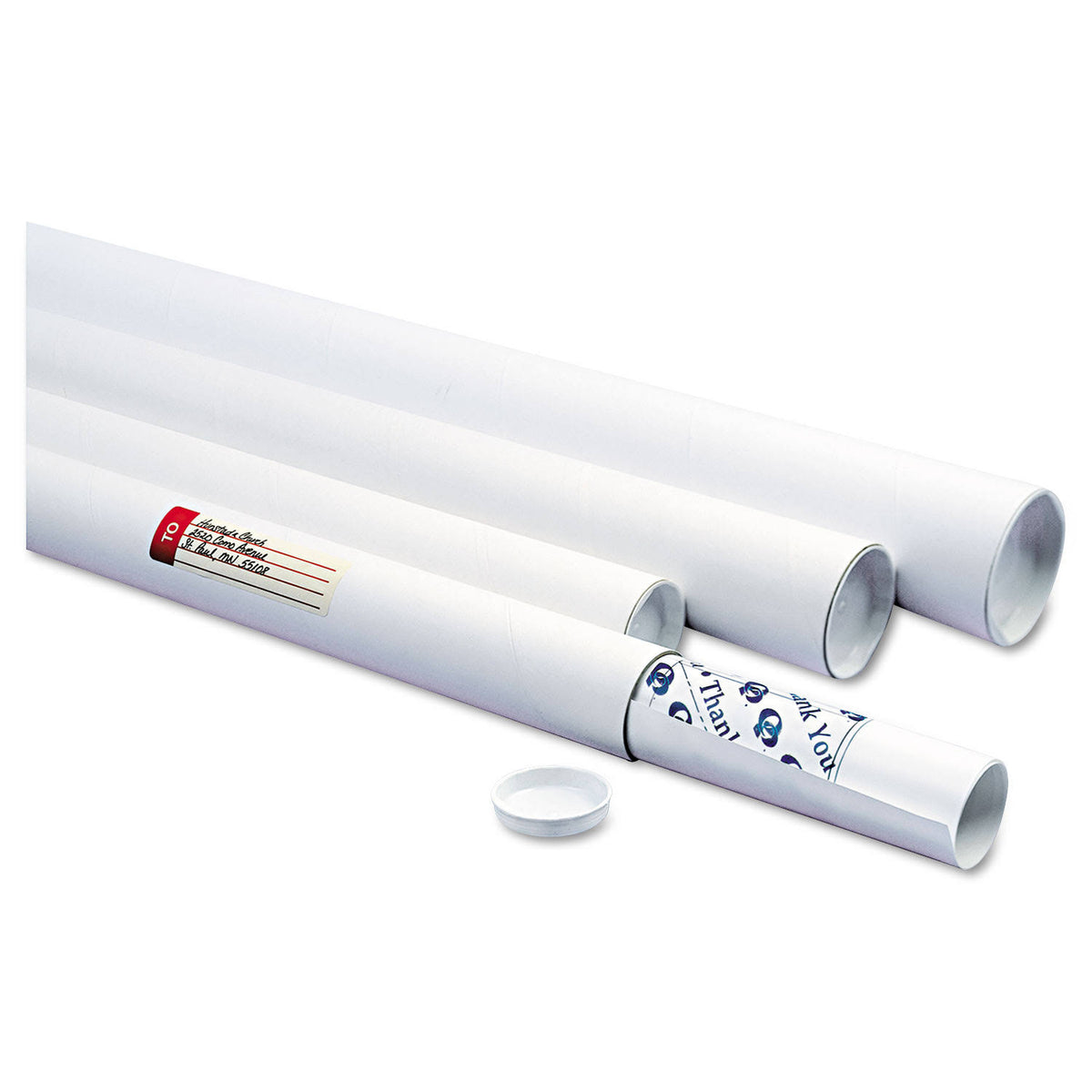White Mailing Tubes, 24 Long, 3 Diameter, 25/Carton M728797