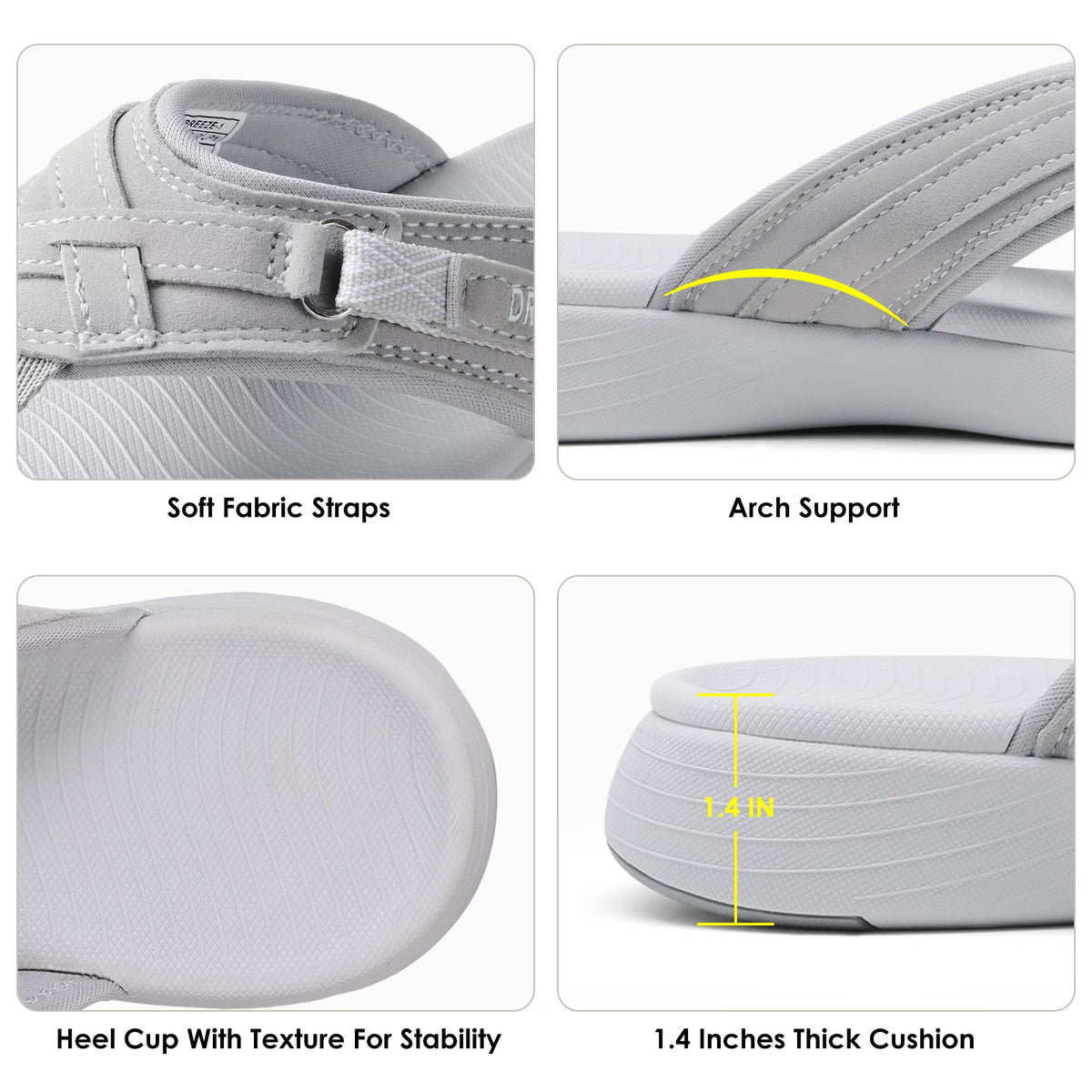 Women's Fashion Flip Flops Thong Sandals Slippers GREY Size 8 O13752