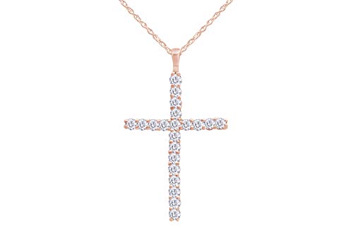 0.30 Carat 14K Solid Gold Round Diamond Cross Pendant Y1560