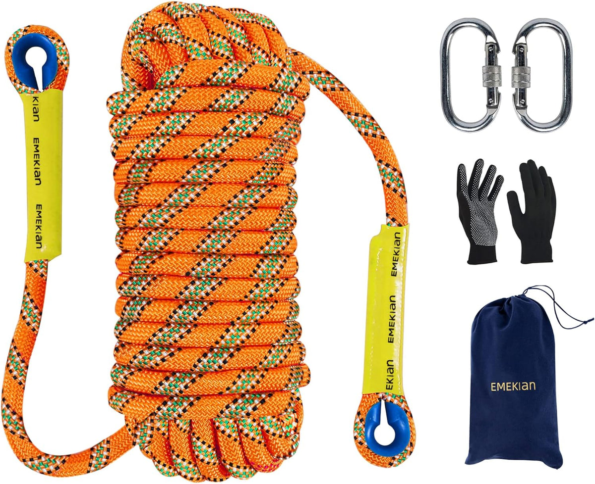 10mm 10M Static Climbing Rope with Non-Slip Gloves Q69402