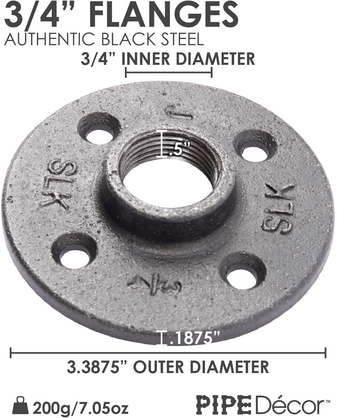 3/4 Malleable Cast Iron Floor Flange, Steel Grey, Pack of 2 X231