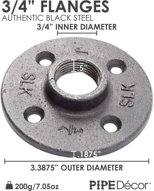 3/4 Malleable Cast Iron Floor Flange, Steel Grey, Pack of 2 X231