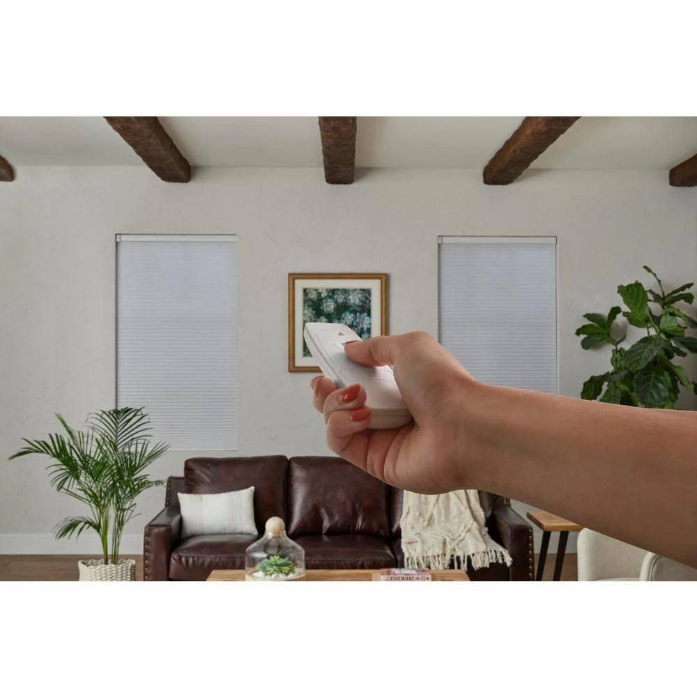 White Cordless Blackout Motorized Cellular Shade, 27.25 in. W x 72 in. L B35633