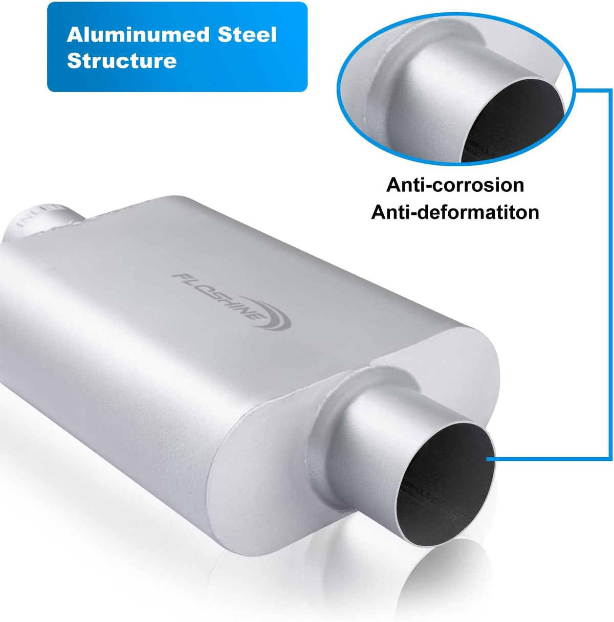 Dual Chamber 2.25 inch Inlet 2.25 inch Outlet Performance Automotive Muffler Exhaust Pack of 2 K293110