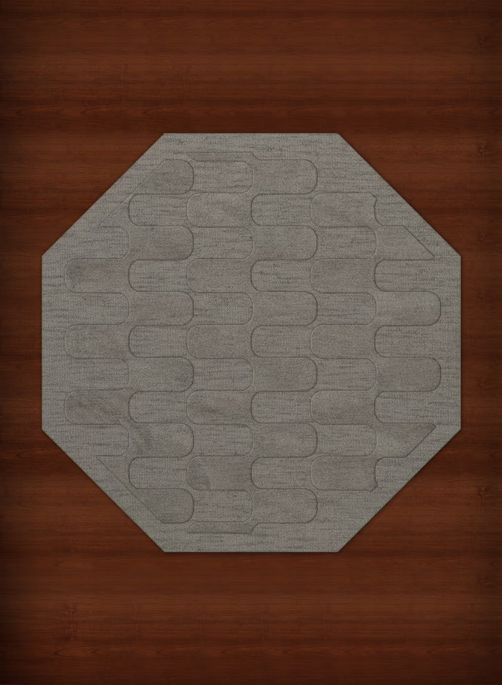 Silver Grid Waves 8' x 8' Octagon Area Rug F37480