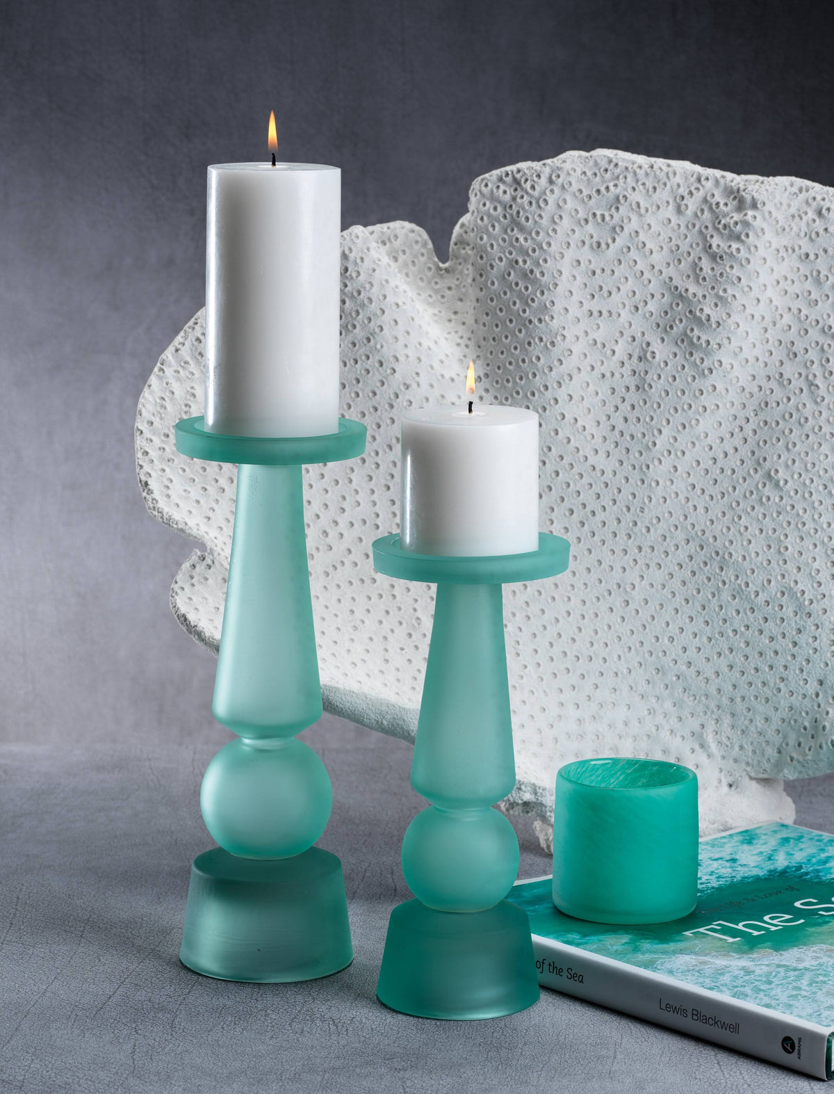 Matte Frosted Glass Pillar Candle Holder H18010
