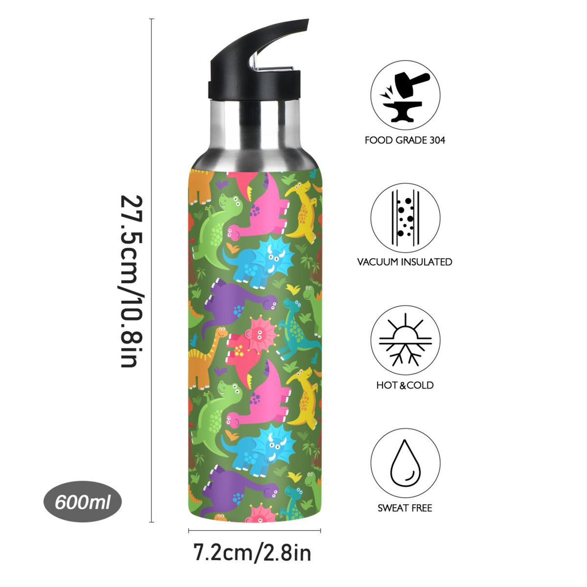 Stainless Steel Water Bottle with Straw Lid Vacuum Insulated 20 OZ Q28619