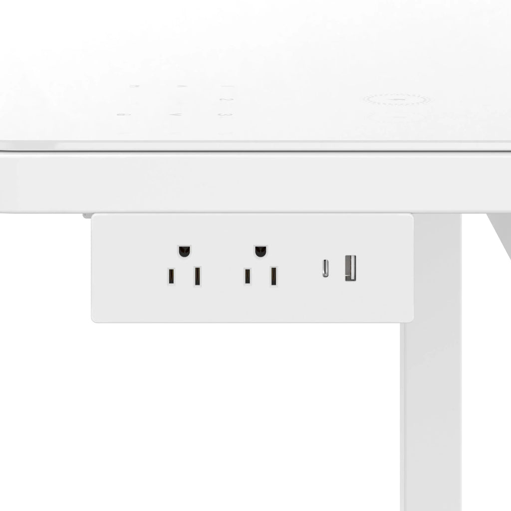 White Glass Tabletop Standing Desk V33496