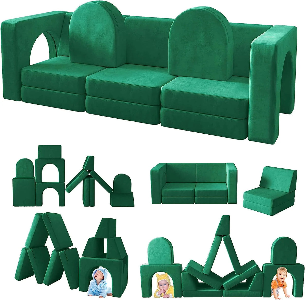 13 Pcs Grey Modular Kids Sofa M50425