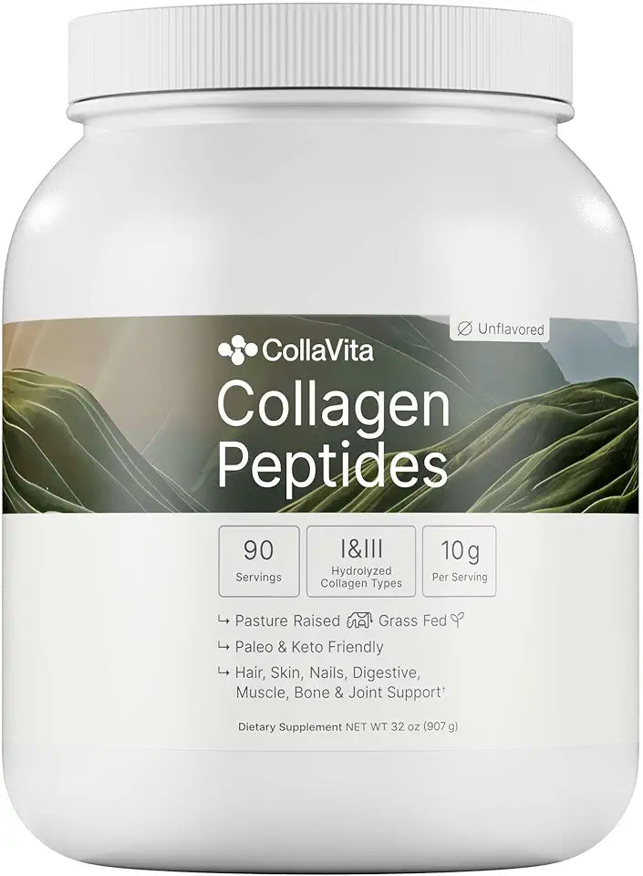 Grass-Fed Hydrolyzed Collagen Peptides Powder Type 1 & 3 Unflavored 10 Fl oz R717