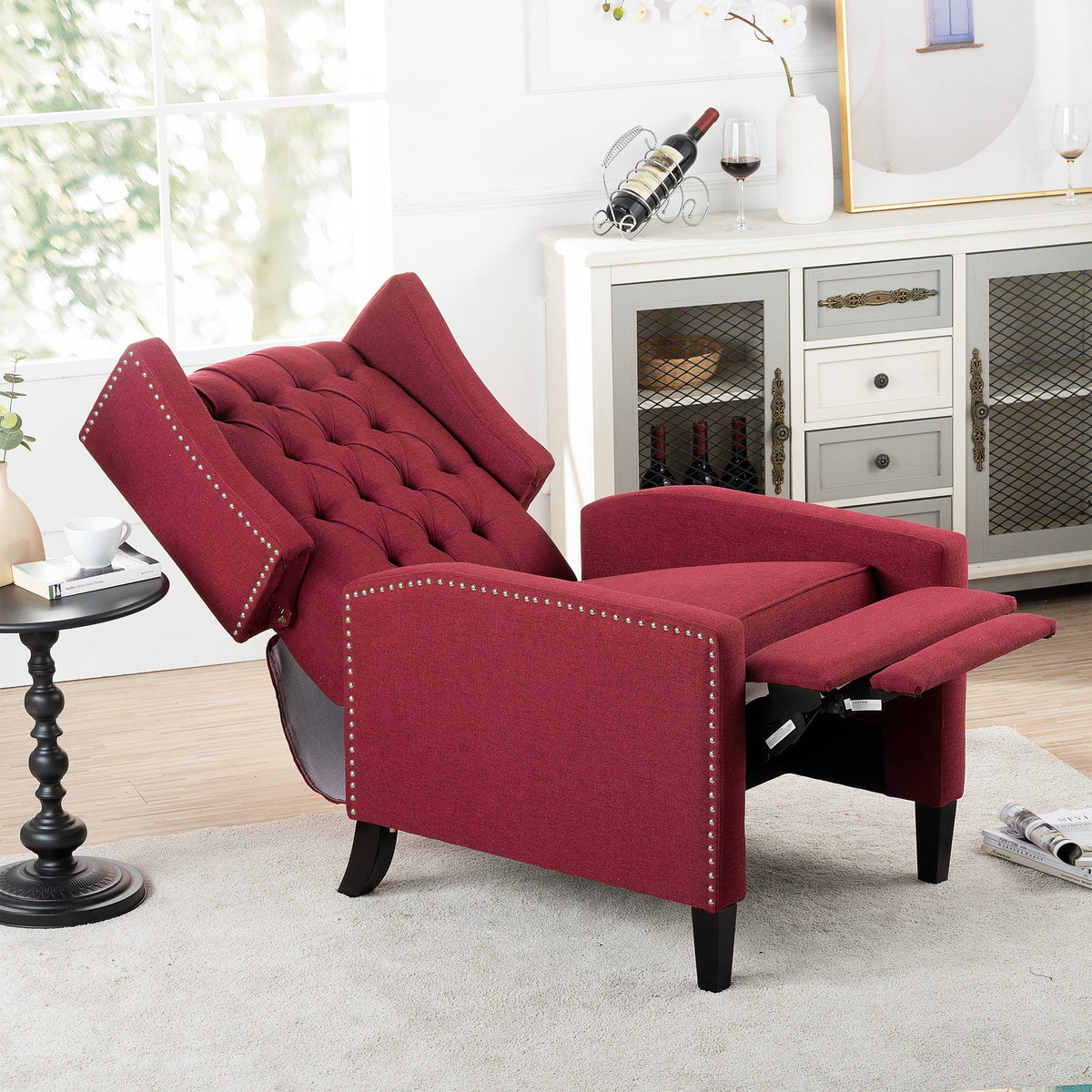 Red Manual Wing Chair Recliner M8211