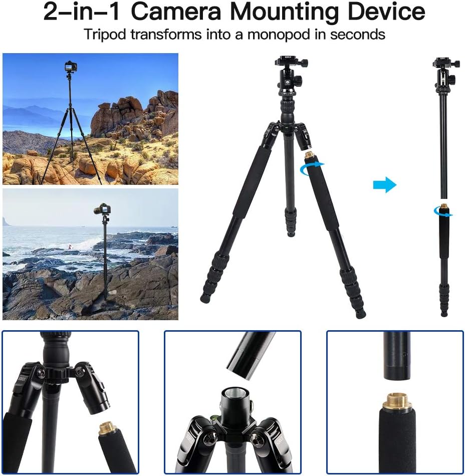 Aluminum Camera Tripod with Panorama Ball Head and Quick Release Plate Q7295