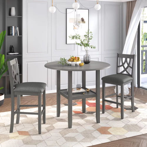 3-Piece Wooden Counter Height Dining Set with 2 Chairs P830