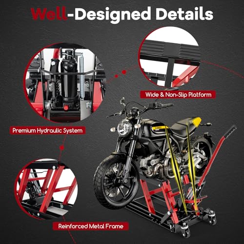 1500 LBS Hydraulic Motorcycle Lift with Footplates Z111506