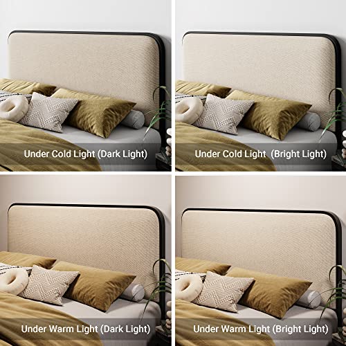 Queen Size Metal Platform Bed Frame with Upholstered Headboard and Footboard B11390