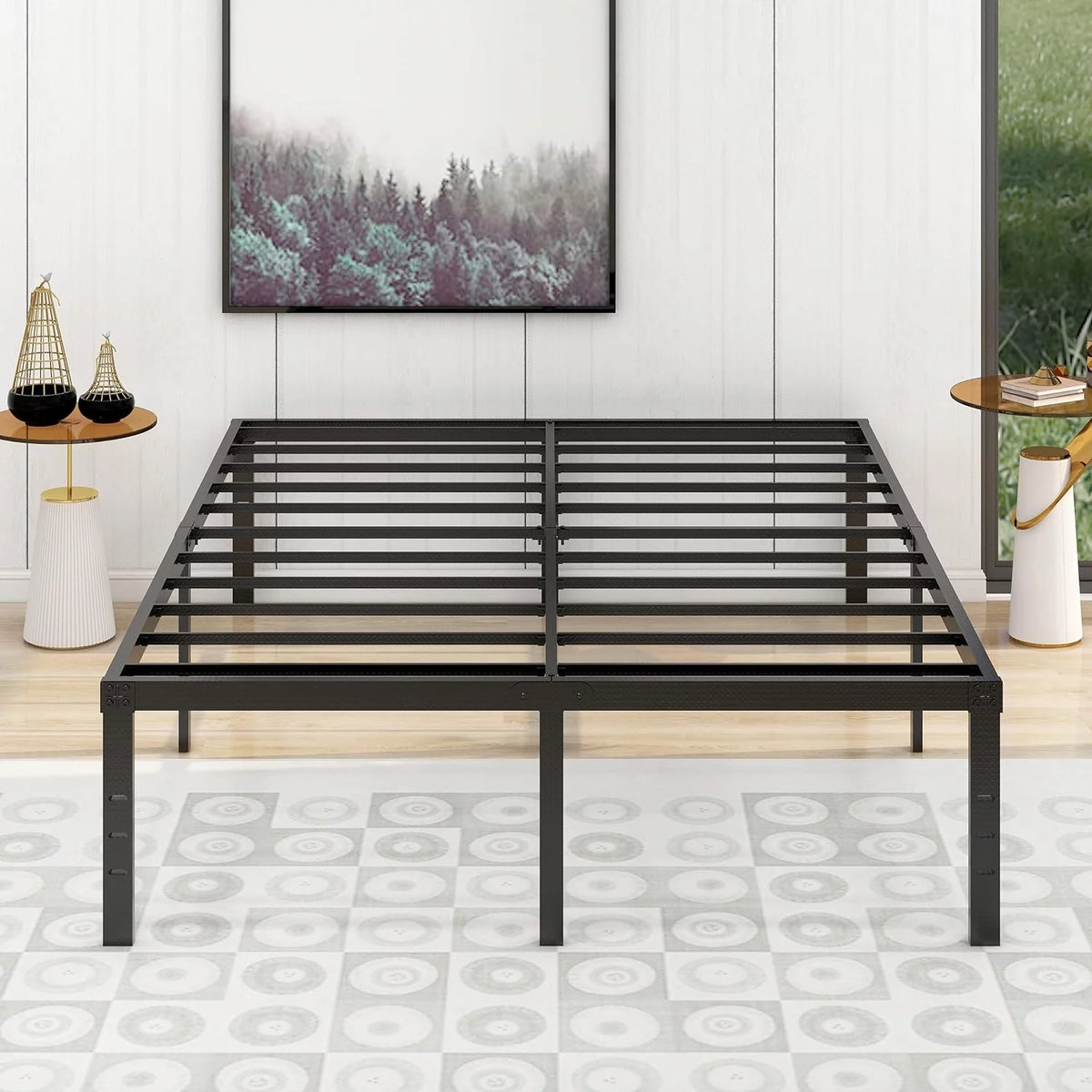 18 Inch Queen Size Metal Bed Frame N692