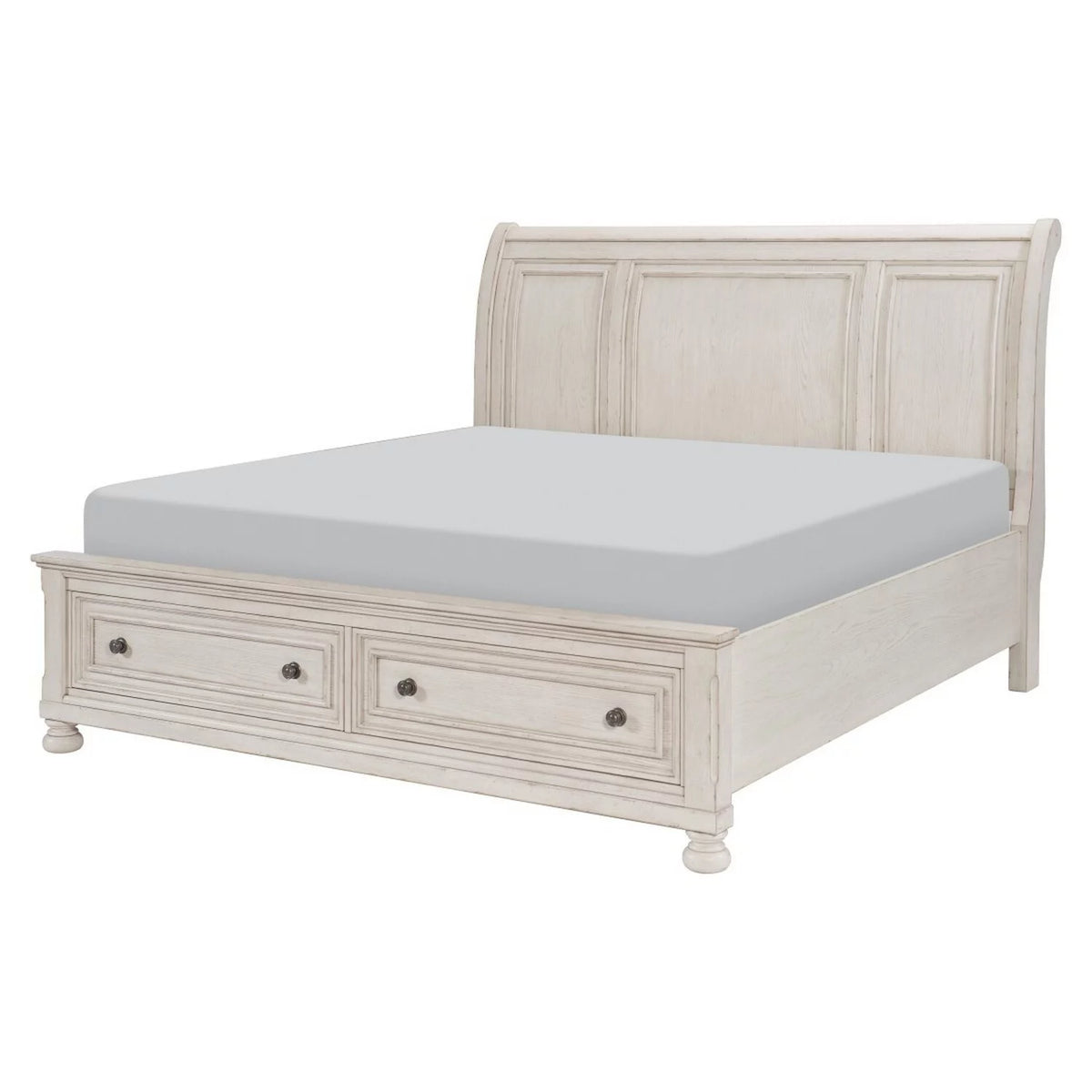 White California King 2 Drawer Sleigh Bed E364