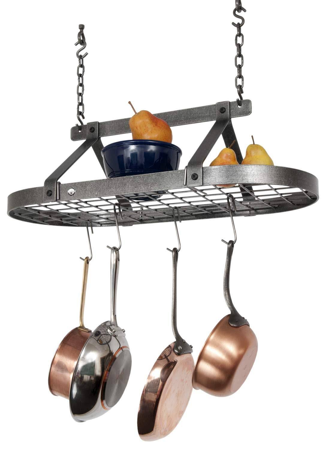 Hammered Steel Oval Pot Rack Y324628