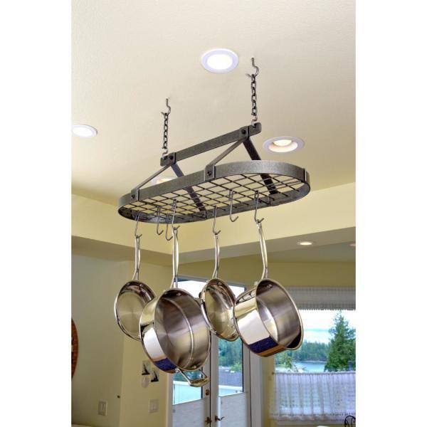 Hammered Steel Oval Pot Rack Y324628