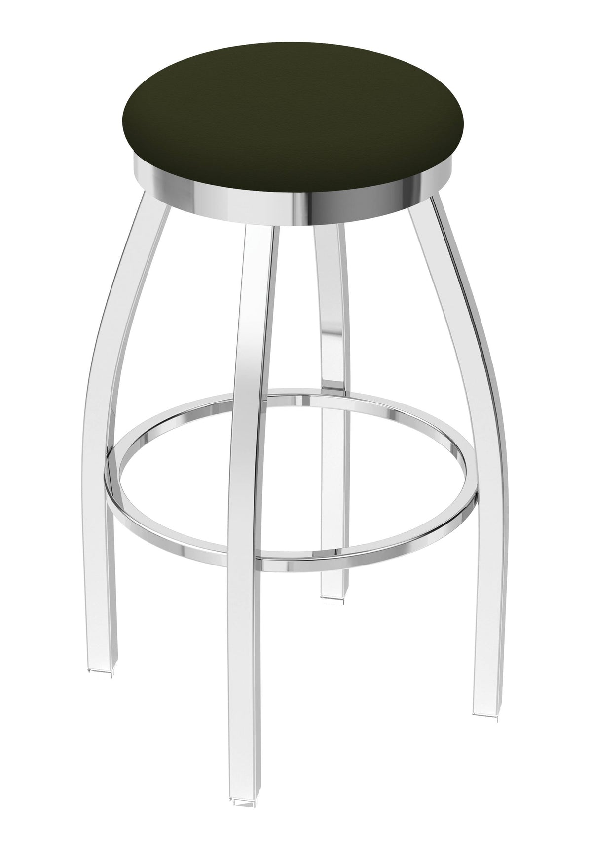 Chrome Finish Swivel Bar Stool with Pine Seat F97217