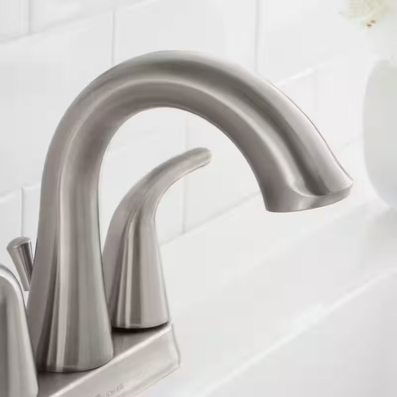 2-Handle 4 in. Centerset Bathroom Faucet in Brushed Nickel O15897