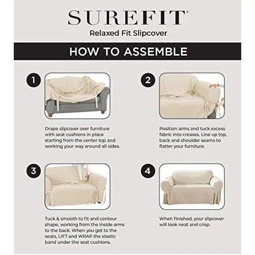 White T-Cushion Sofa Slipcover Y428