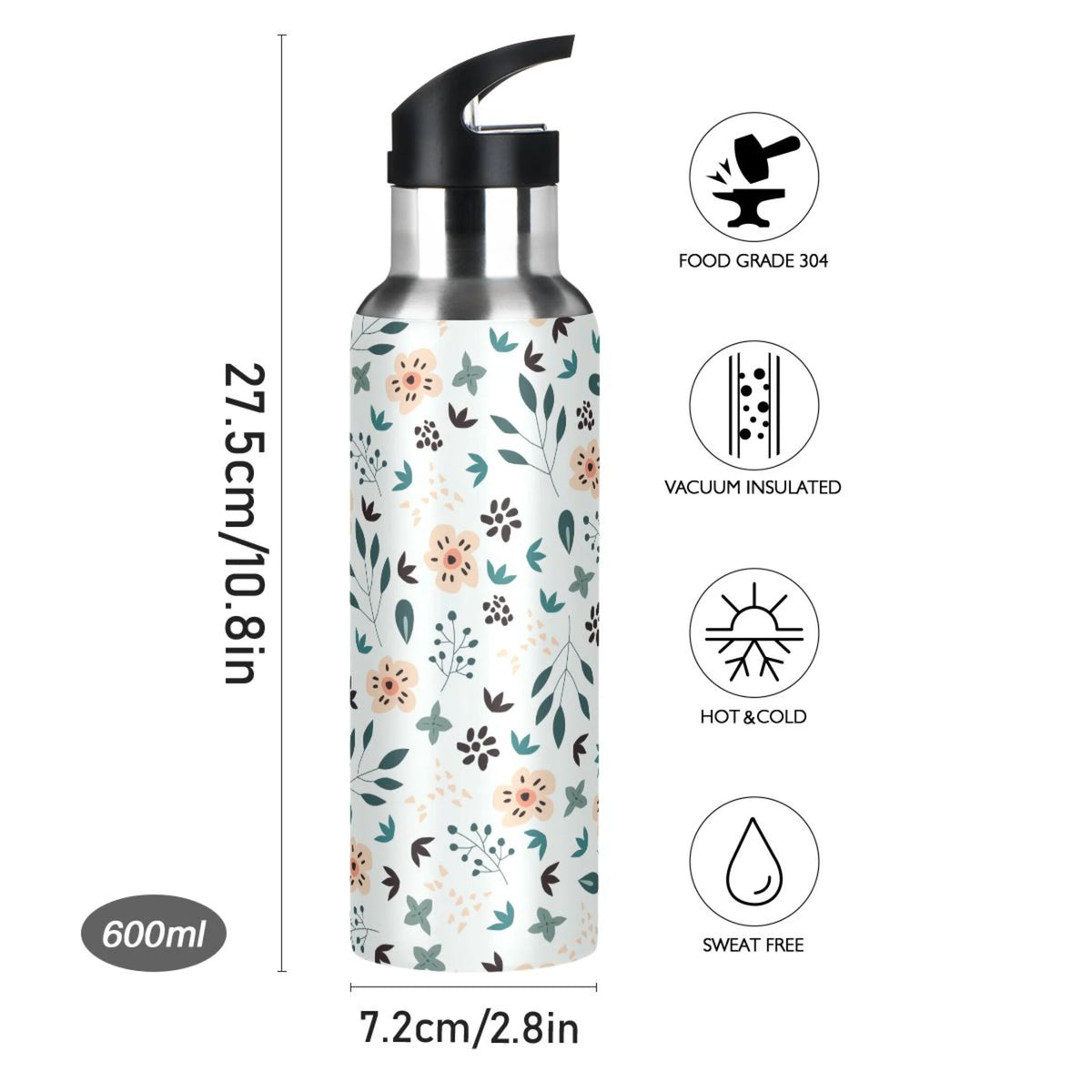Stainless Steel Insulated Water Bottle with Straw Lid N139004