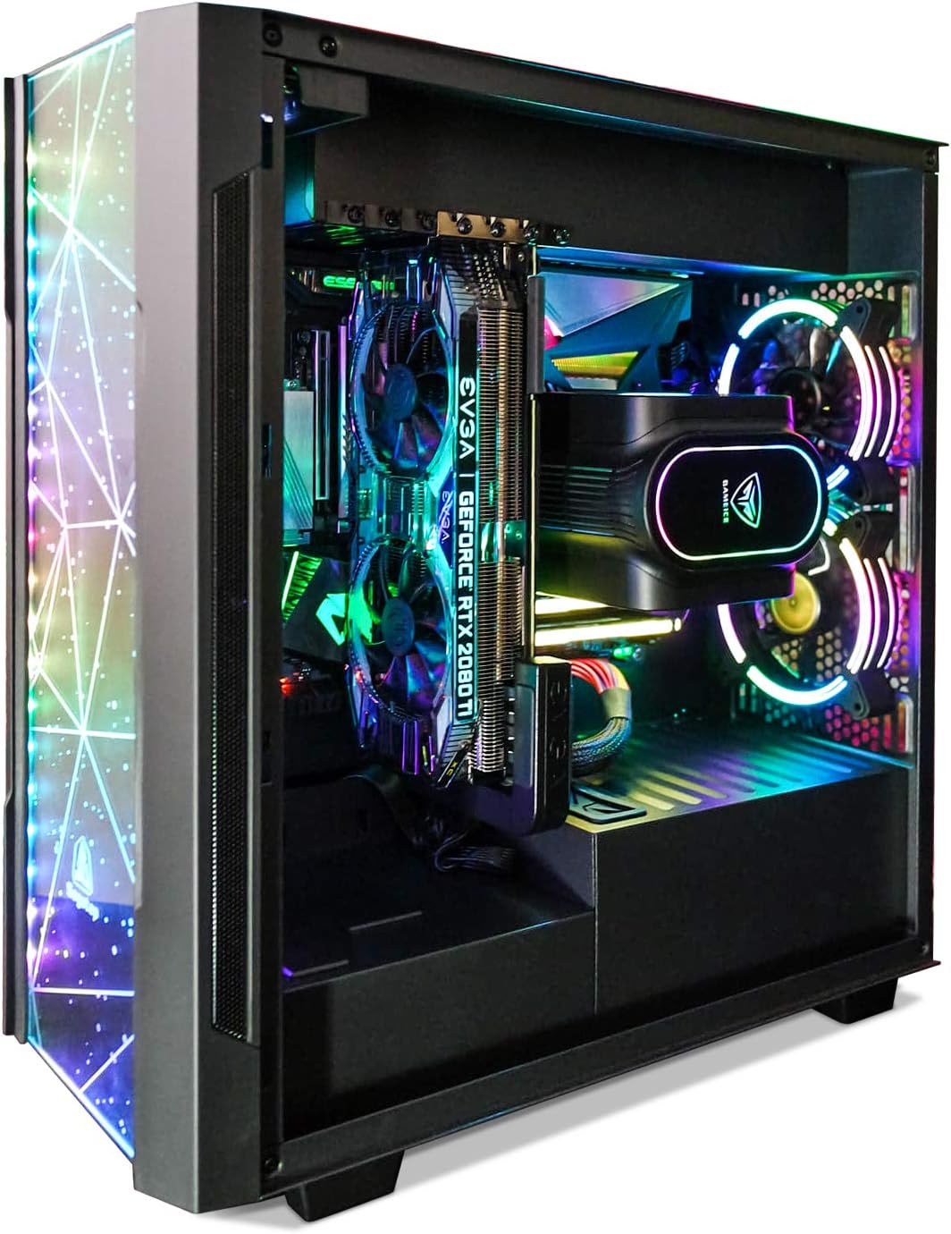 Black Full-Tower PC Gaming Case with Tempered Glass Side Panel I5396