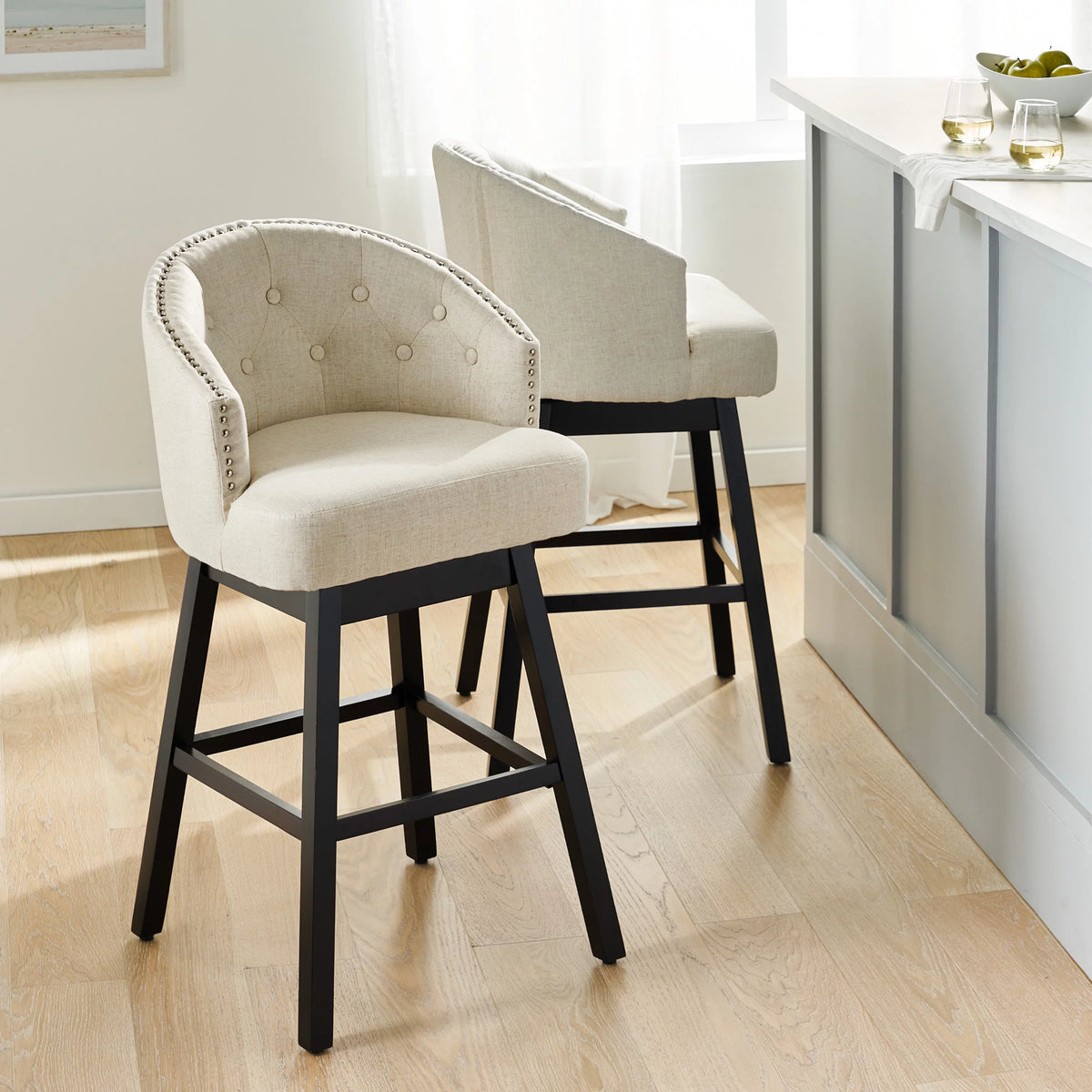 Beige Bar Stool Set of 2 F4294