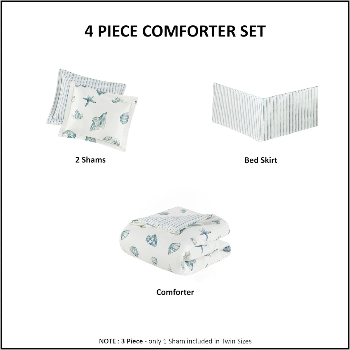Coastal Reversible Comforter Set 4 Piece J886734