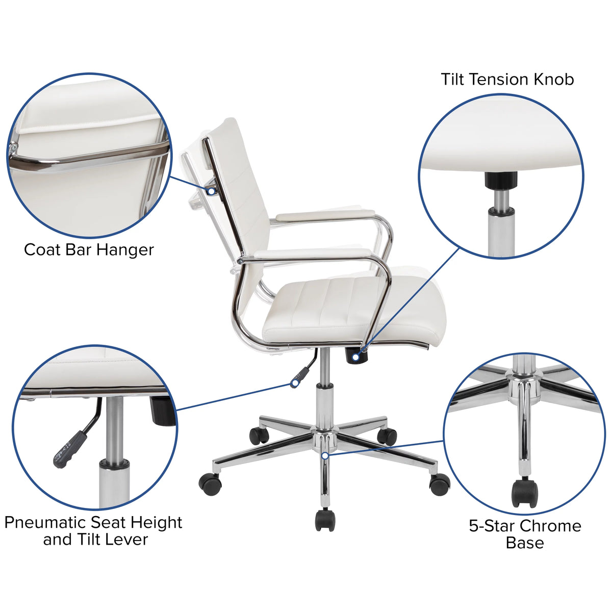 White Adjustable Computer Desk, Office Chair and Locking Mobile Filing Cabinet L161941