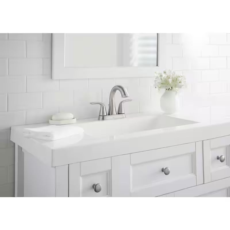 2-Handle 4 in. Centerset Bathroom Faucet in Brushed Nickel O15897