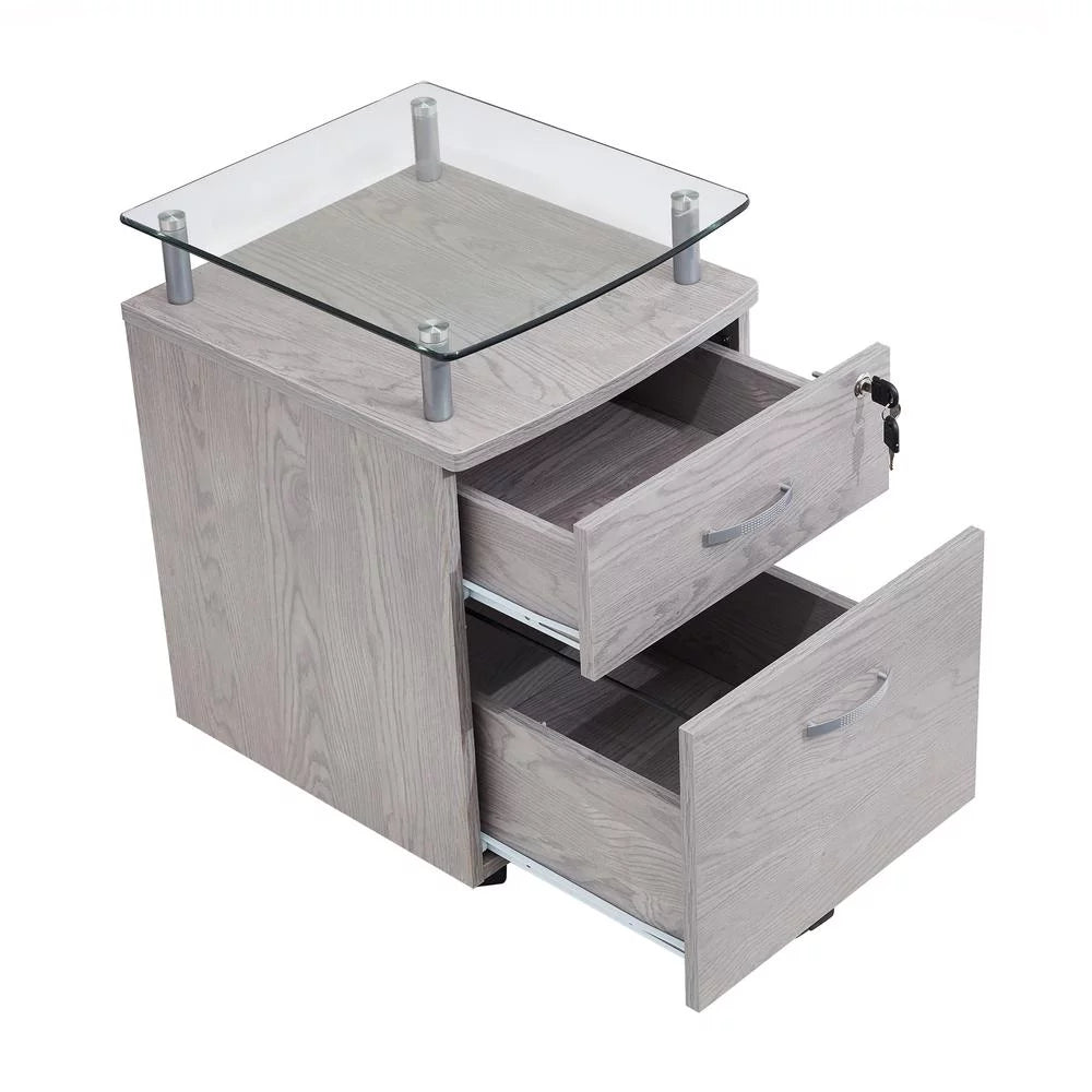 Rolling File Cabinet with Glass Top Z694